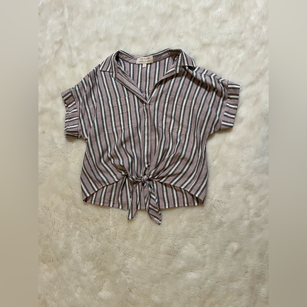 Striped button up short sleeve